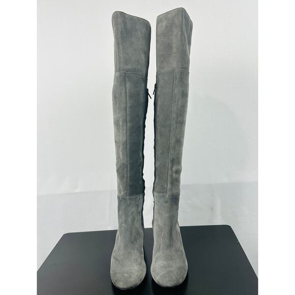 Clarks Women's Barley Rae Gray Suede Block Heel Over The Knee Boots Size 5 - Picture 3 of 12